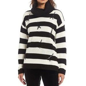 NWOT Karl Lagerfeld Oversized Eiffel Tower Sequined Sweater Black & White XL